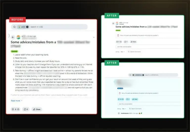 Reddit posts deleted &ndash; before and after &ndash; ReviewsEraser case