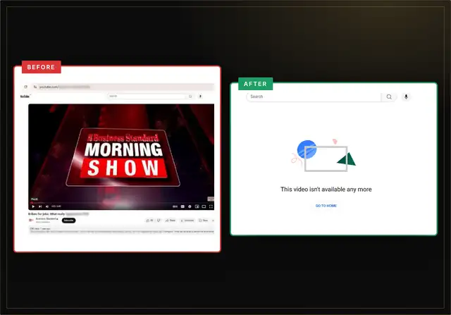 ReviewsEraser case study – YouTube TV news segment removed – before and after