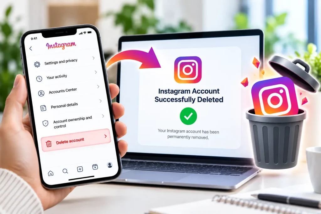 Instagram account deleted – fake, impersonation or abusive Instagram account removed by ReviewsEraser