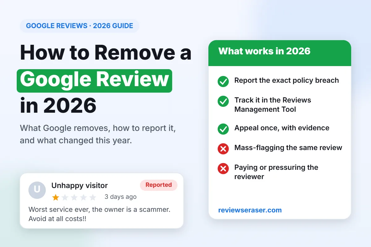 How to remove a Google review in 2026: what Google removes and how to report it