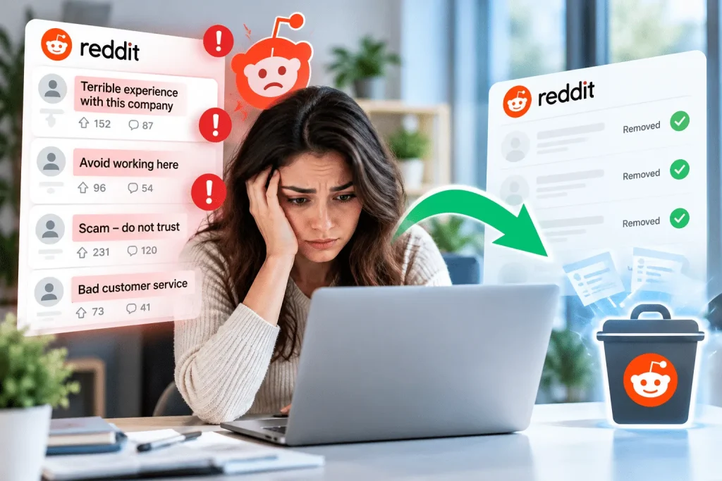 Negative Reddit posts about a business removed by ReviewsEraser – Reddit link removal service
